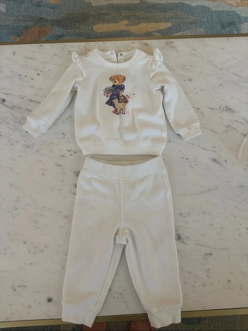 Ralph Lauren White Bear Graphic Sweatshirt & Pants Set